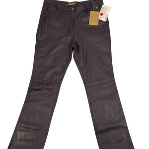 NWT VTG Rem Garson Leather Pants Womens 12 Java Brown High Waisted 90s Y2K